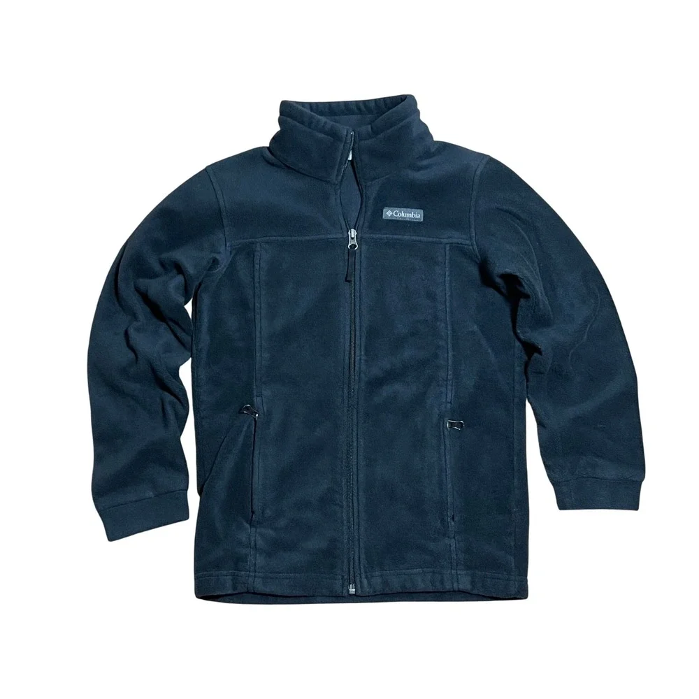 Columbia Fleece Jacket Youth M 10/12 Black Full Zip Boys Girls Outdoor School